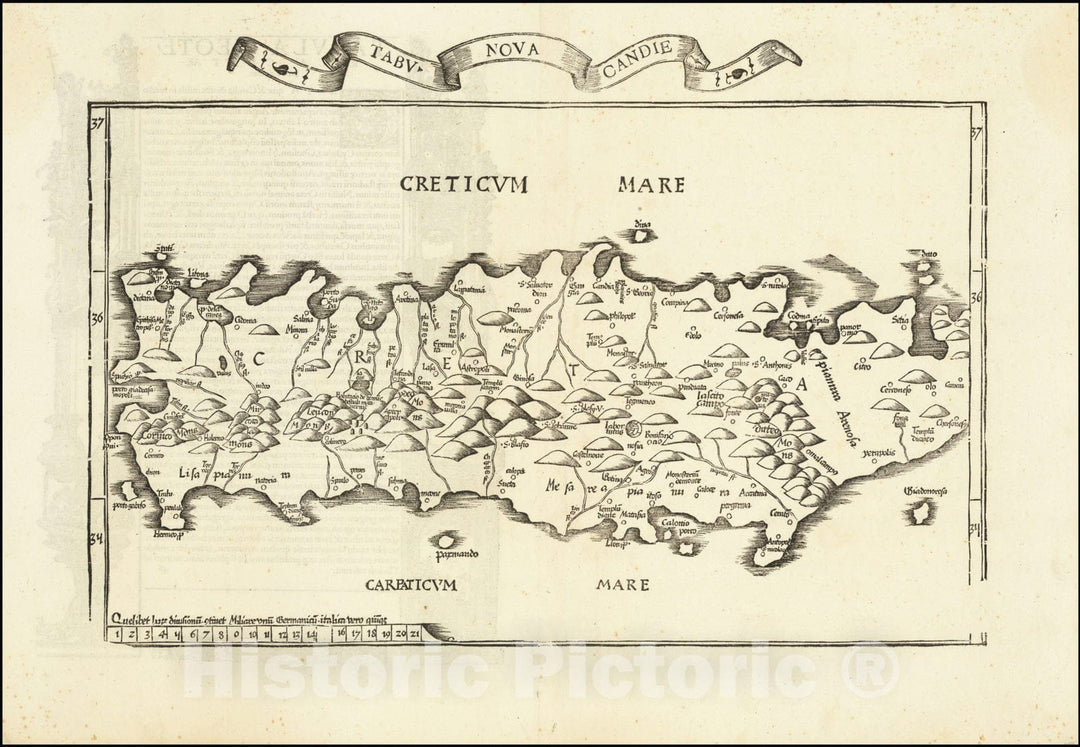 Historic Map : Crete,Tabu. Nova Candie, 1525, Vintage Wall Art
