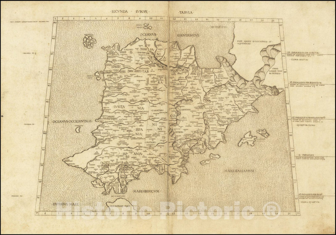 Historic Map : Spain & Portugal,1478 (1507), Vintage Wall Art