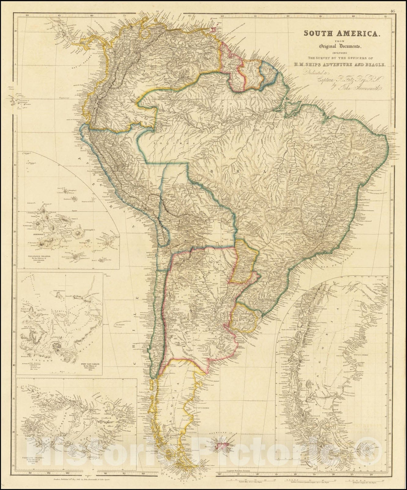 Historic Map : Large inset of Galapagos Islands, 1842, Vintage Wall Art