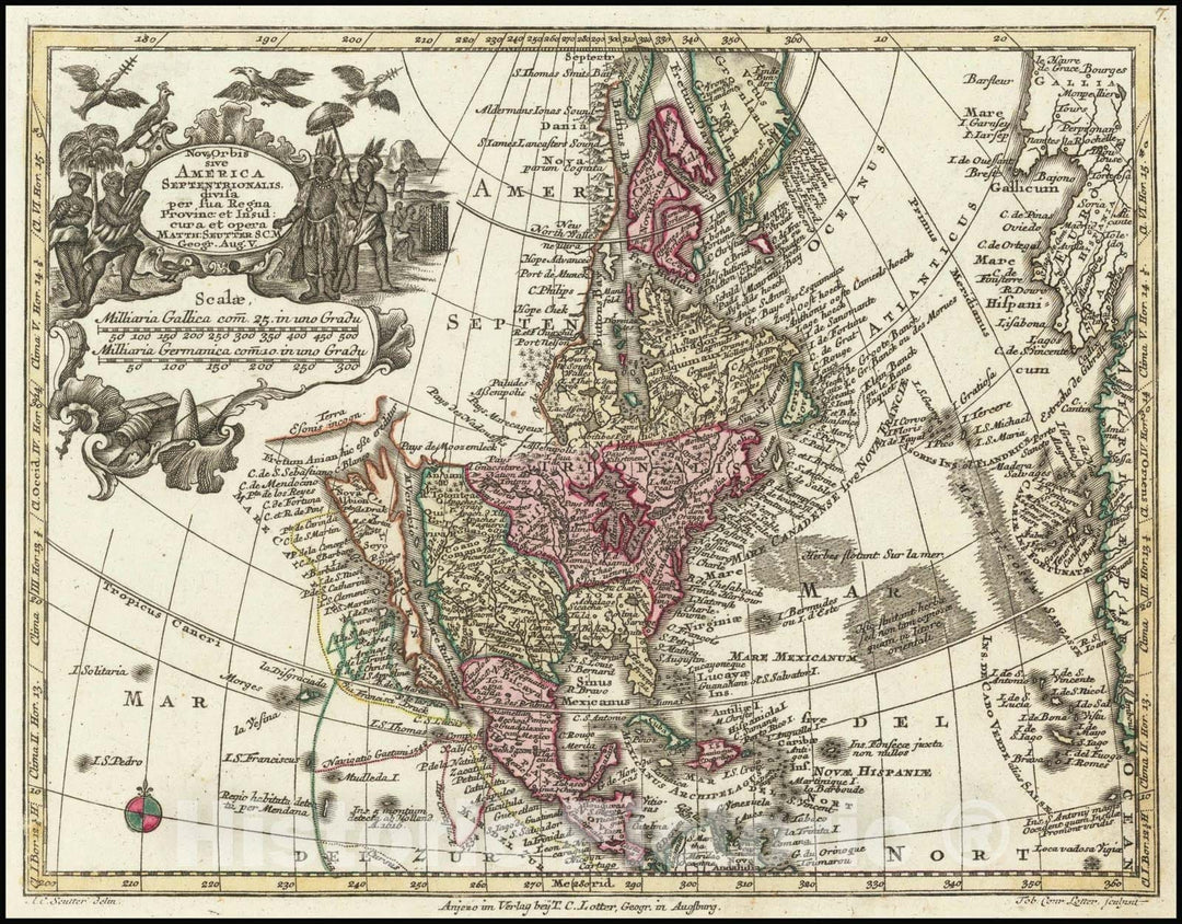Historic Map : Nov. Orbis sive America Septentrionalis . . , 1740 v2, Vintage Wall Art
