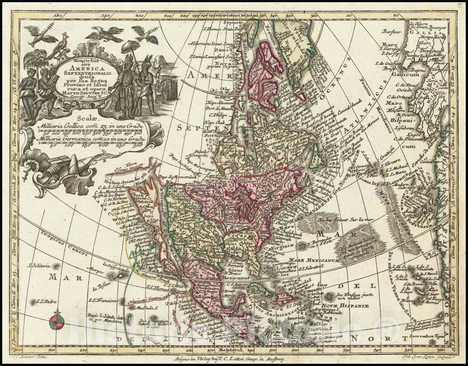 Historic Map : Nov. Orbis sive America Septentrionalis . . , 1740 v2, Vintage Wall Art