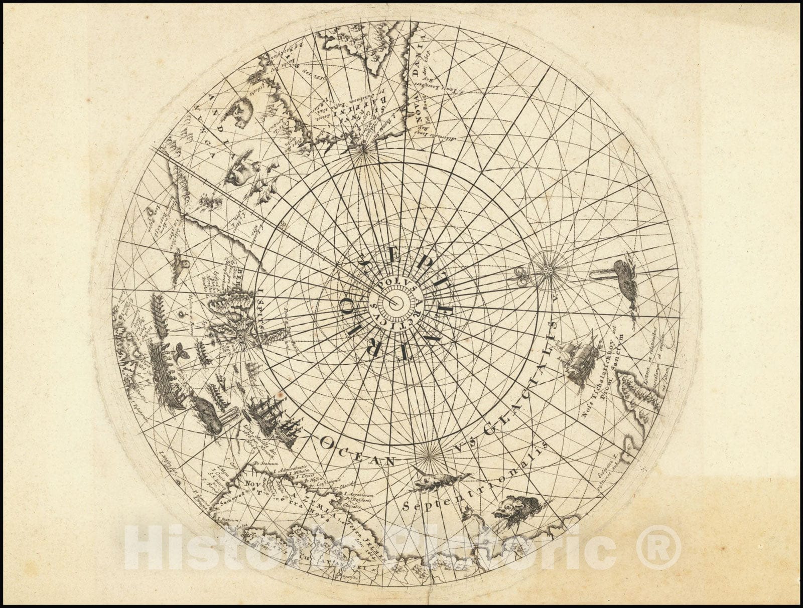 Historic Map : North Polar Regions,  1680, Vintage Wall Art