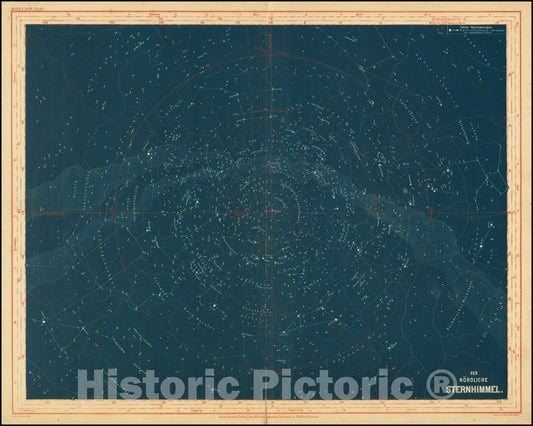 Historic Map : Der Nordliche Sternhimmel, 1870, Vintage Wall Art