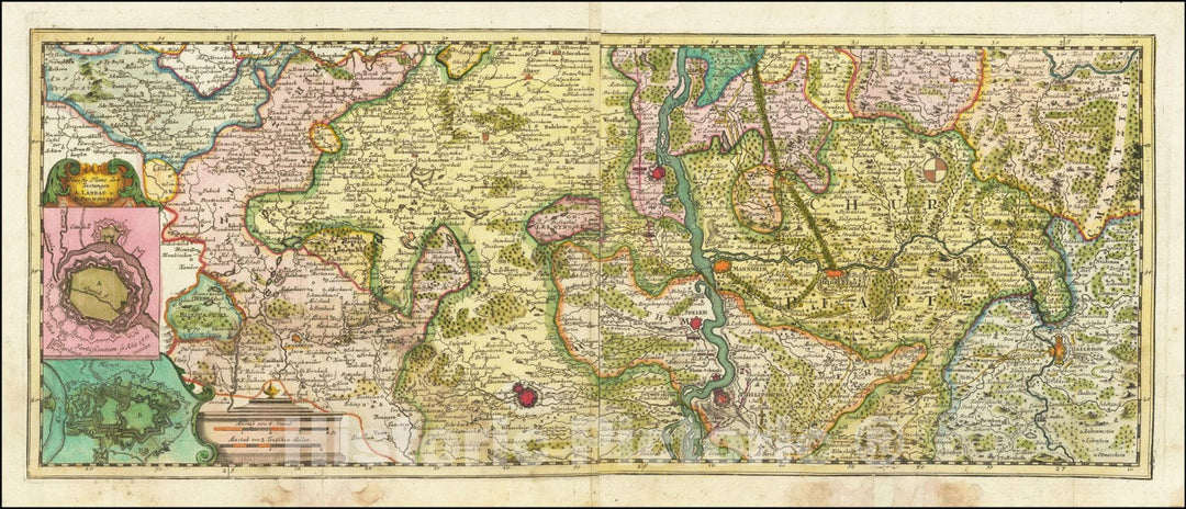 Historic Map : Geographisches Kriegs Theatrum der Kayserlichen und Reichs, 1734, Vintage Wall Art