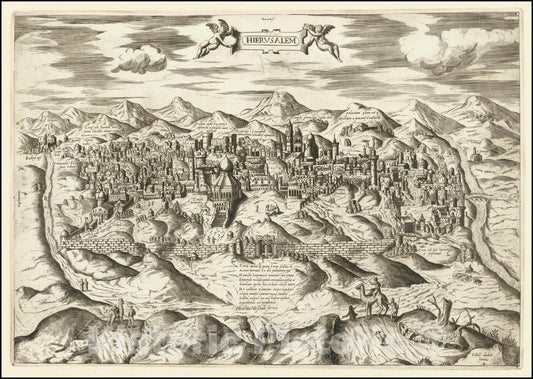 Historic Map : Hierusalem,1570 (1600 ca), Vintage Wall Art