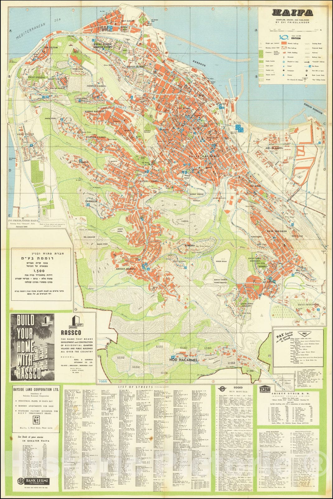 Historic Map : Haifa, 1966, Vintage Wall Art