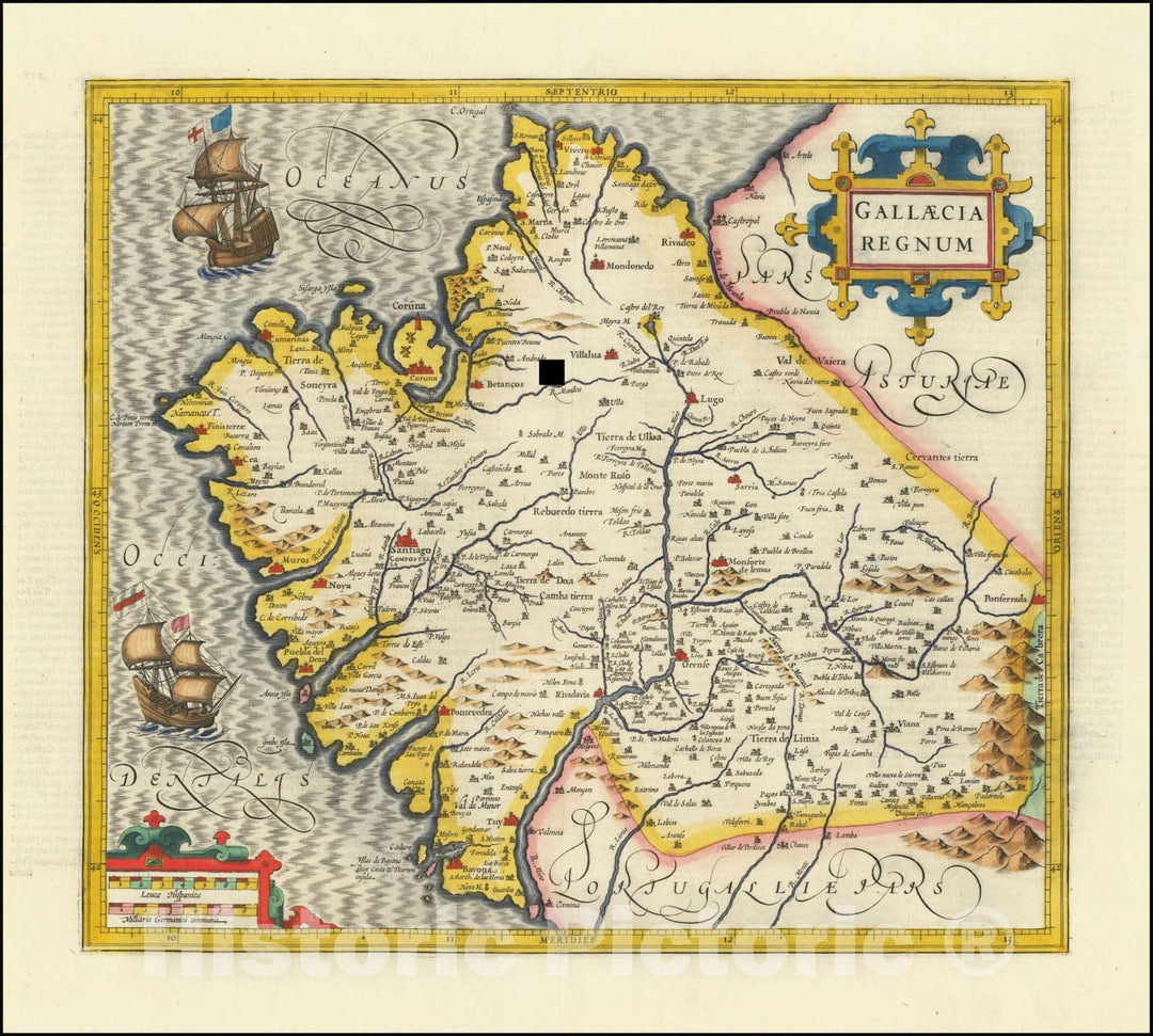 Historic Map : Gallaecia Regnum, 1610, Vintage Wall Art