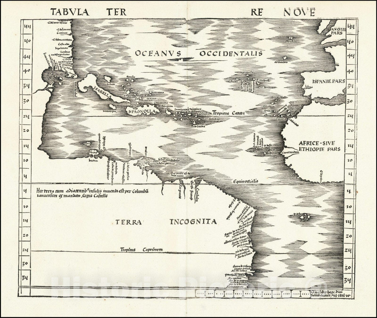 Historic Map : Tabula Terre Nove- The Admiral's Map, 1513 v1, Vintage Wall Art