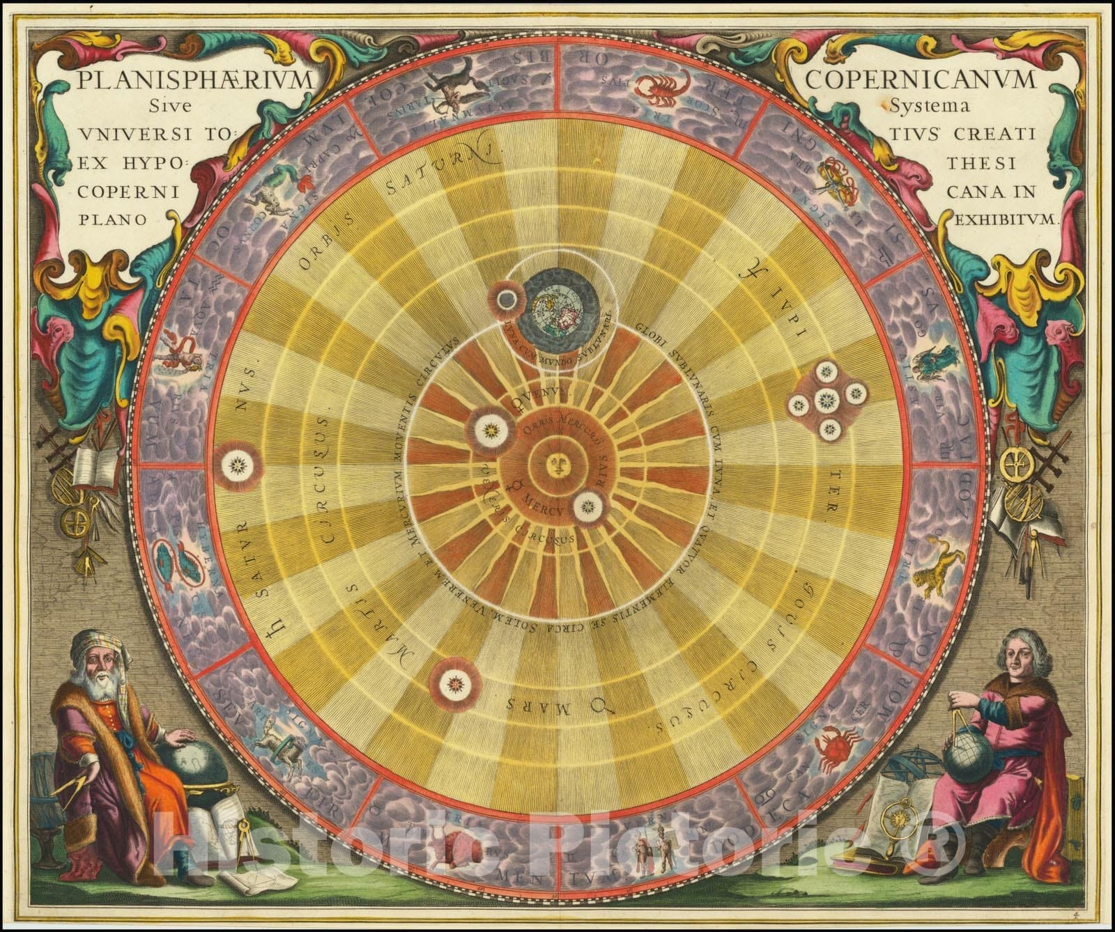 Historic Map : Planisphaerium Copernicanum Sive Systema Universi Totius Creati Ex HypothesiCopernicana In Plano Exhibitum,1660 (1661), Vintage Wall Art