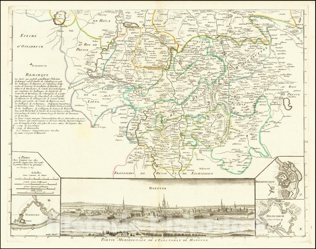 Historic Map : Partie Meridionale de L'Electorat de Hanover, 1741, Vintage Wall Art