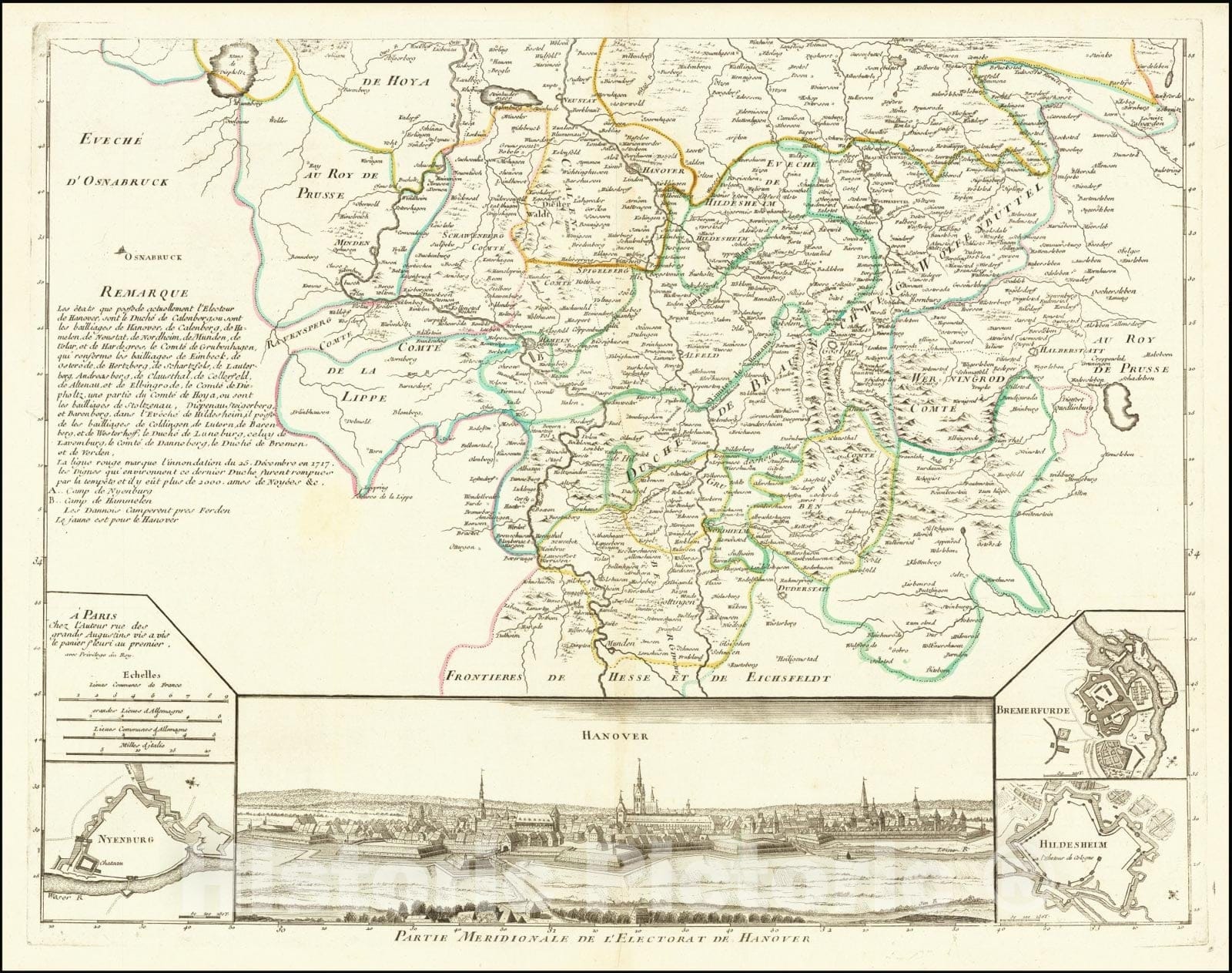Historic Map : Partie Meridionale de L'Electorat de Hanover, 1741, Vintage Wall Art