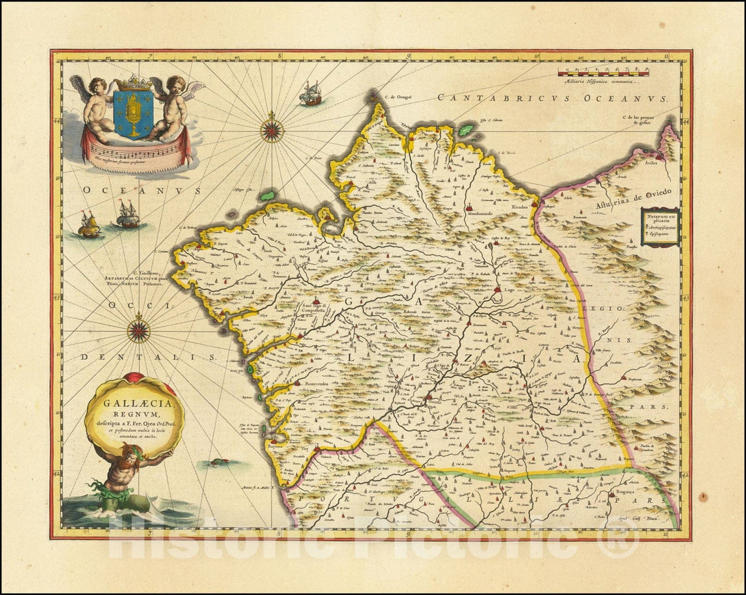 Historic Map : Gallaecia Regnum descripta a F.Fer. Oja Ord Pred., 1640, Vintage Wall Art