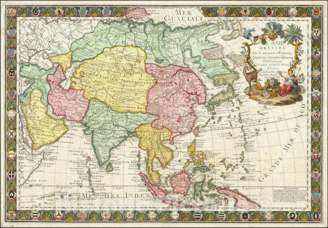 Historic Map : L'Asie Dressee Sur de nouveaux Memoirea, 1732 , Sea of Corea, 1732, Vintage Wall Art