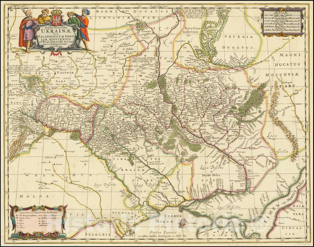 Historic Map : Typus Generalis Ukrainae sive Palatinatuum Podoliae, Kioviensis et Braczlaviensis terras nova delineatione exhibens, 1685, Vintage Wall Art