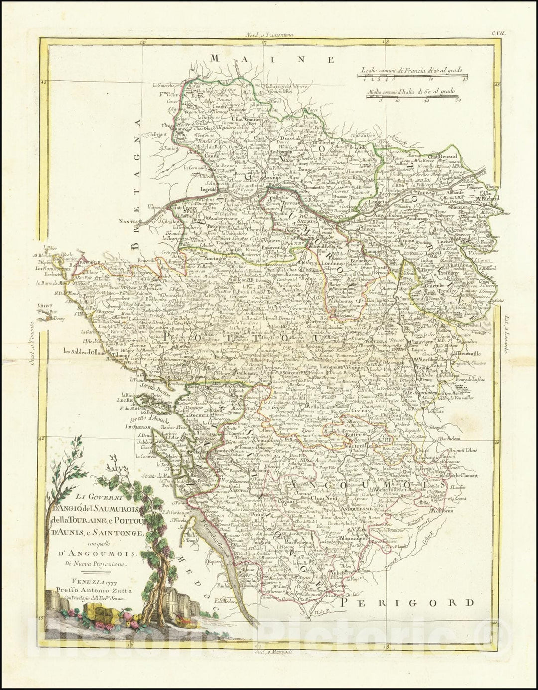 Historic Map : Li Governi i Guyenna, e Guascogna con quello di Bearn, e Bassa Navarra di nuova projezione, 1776, 1776 v2, Vintage Wall Art
