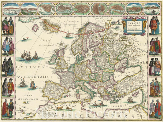 Historic Map : Europa recens descripta a Guilielmo Blaeuw, 1635, Vintage Wall Art