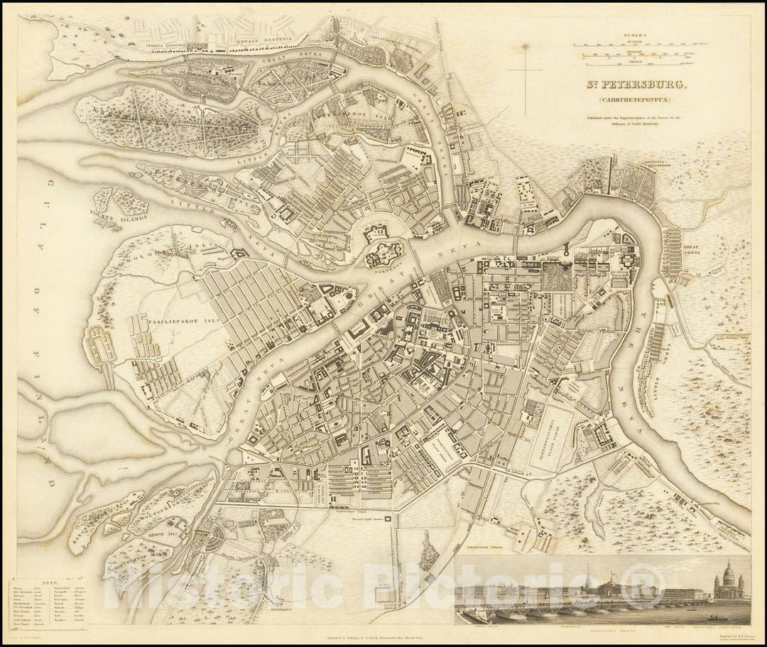 Historic Map : St. Petersburg , 1834, Vintage Wall Art