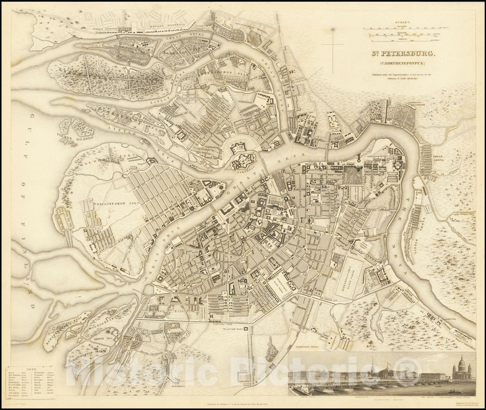 Historic Map : St. Petersburg , 1834, Vintage Wall Art