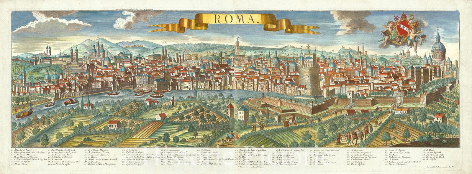 Historic Map : Roma, 1730, Vintage Wall Art
