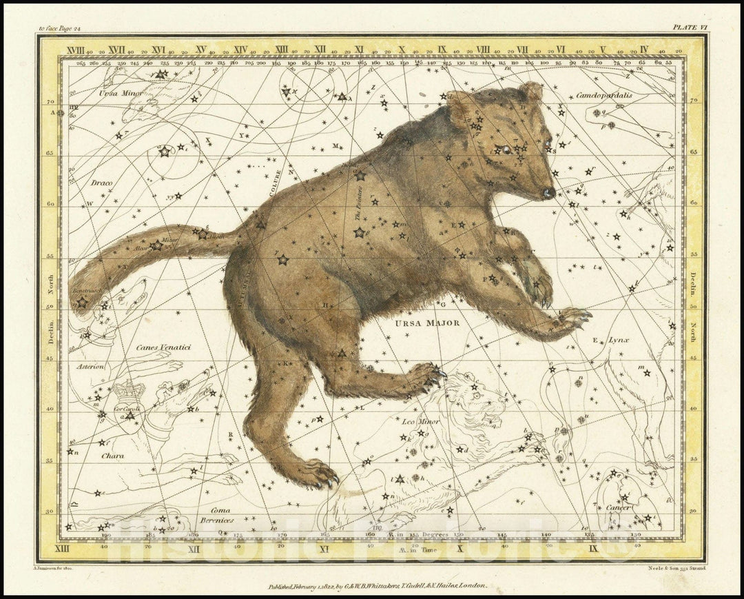 Historic Map : Ursa Major , 1822, Vintage Wall Art