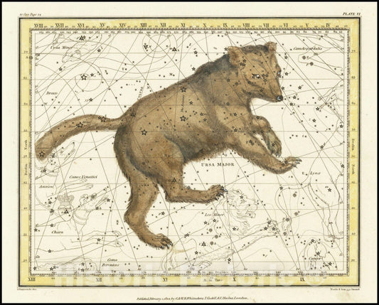 Historic Map : Ursa Major , 1822, Vintage Wall Art