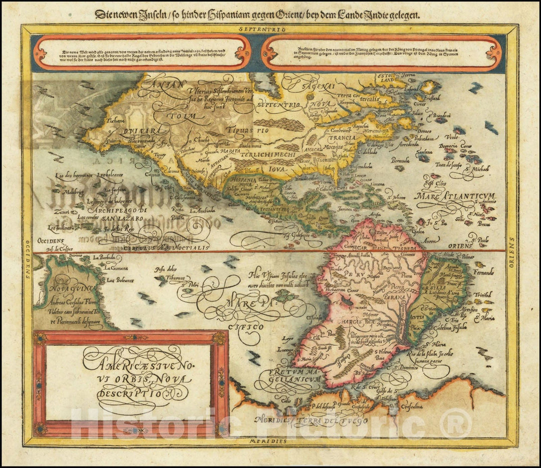 Historic Map : Americae Sive Novi Orbis Nova Descriptio, 1588, Vintage Wall Art