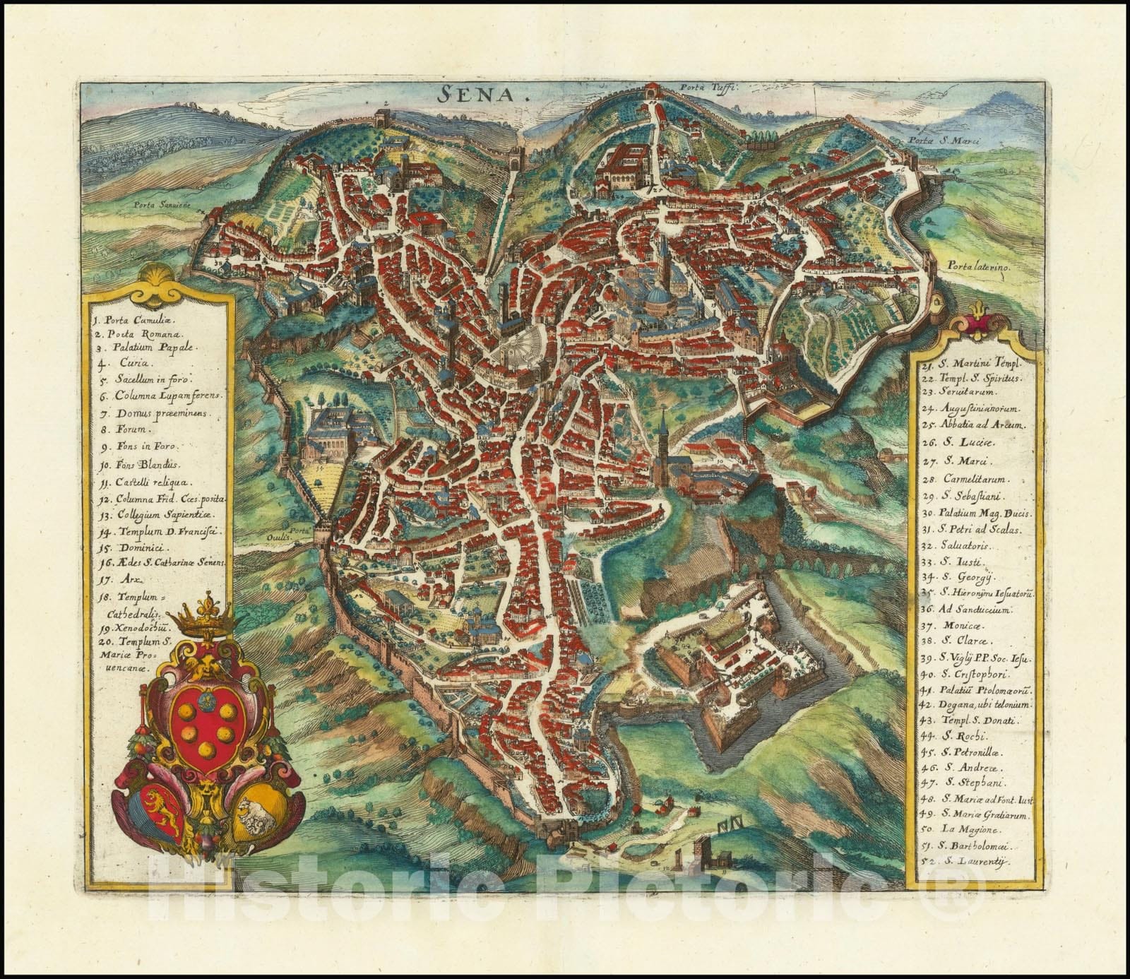 Historic Map : Sena, 1638, Vintage Wall Art