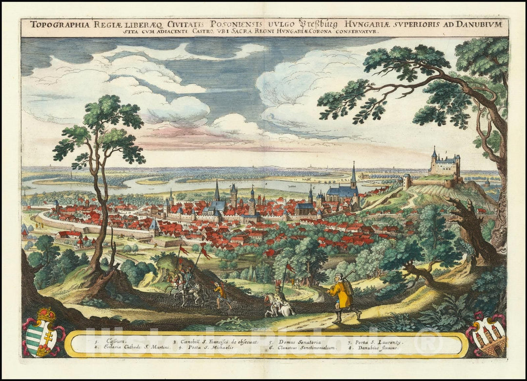 Historic Map : Bratislava,Topographia Regiae Liberaeq Civitatis Posoniensis Vulgo Pressburg Hungariae, 1638, Vintage Wall Art