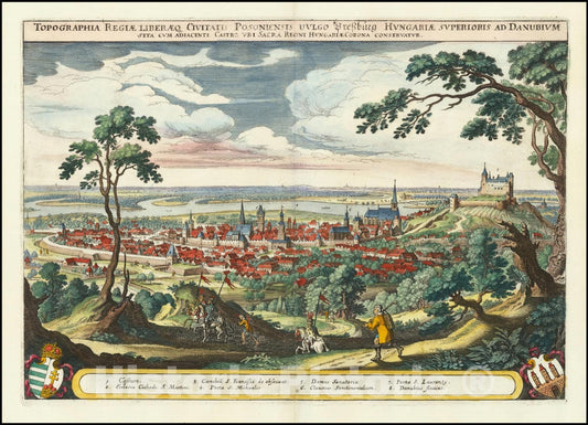 Historic Map : Bratislava,Topographia Regiae Liberaeq Civitatis Posoniensis Vulgo Pressburg Hungariae, 1638, Vintage Wall Art