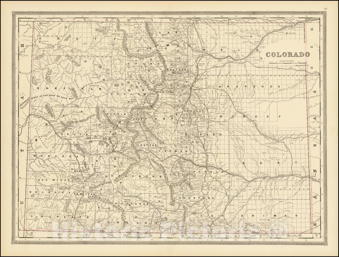 Historic Map : Colorado, 1900, Vintage Wall Art