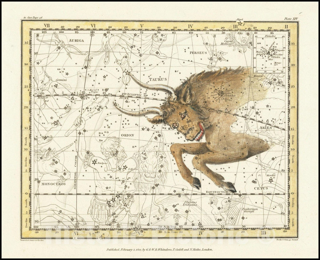 Historic Map : Taurus, 1822 v2, Vintage Wall Art