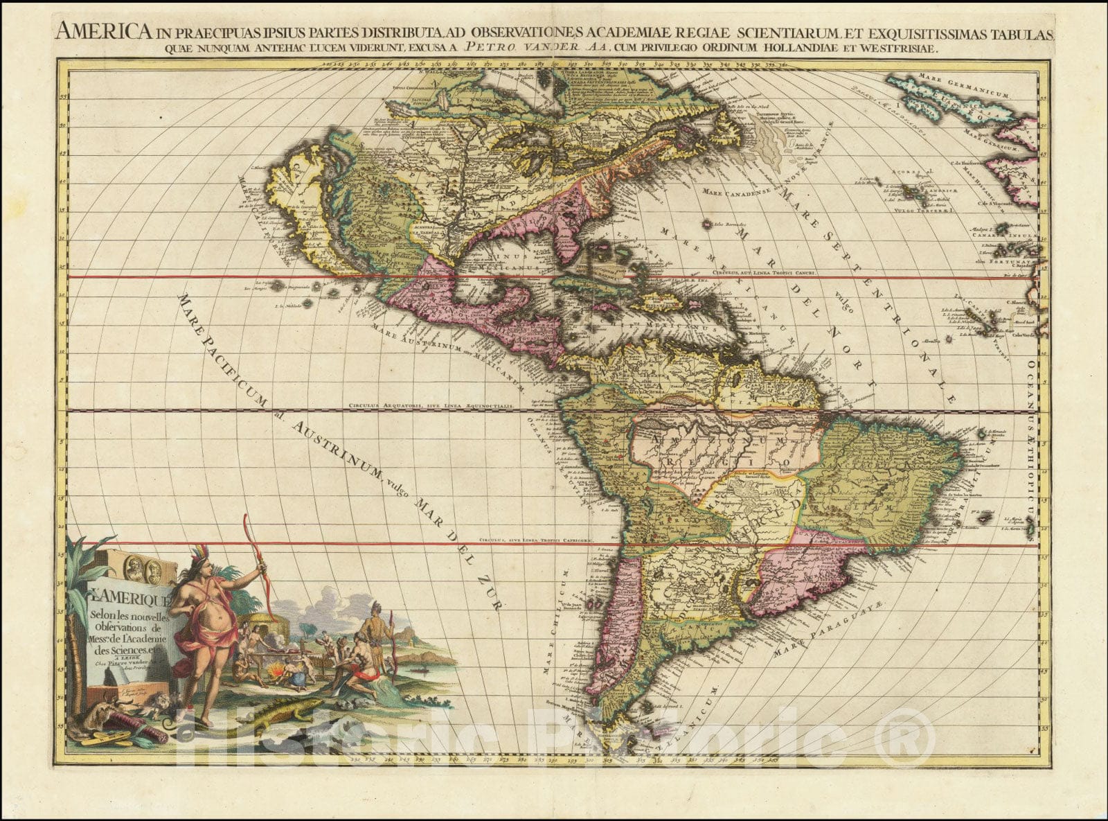 Historic Map : L'Amerique Selon les nouvelles Observations de Messrs de l'Academie des Scineces etc., 1713, Vintage Wall Art