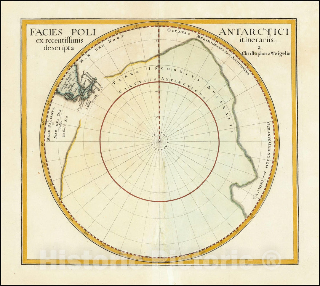 Historic Map : Facies Poli Antarctici ex recentissimis itinerariis descripta,  1718, Vintage Wall Art