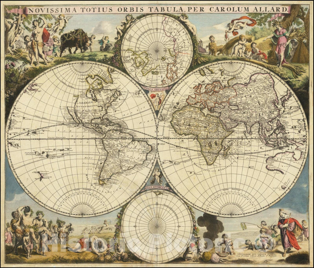 Historic Map : Novissima Totius Orbis Tabula, Per Carolum Allard, 1683, Vintage Wall Art