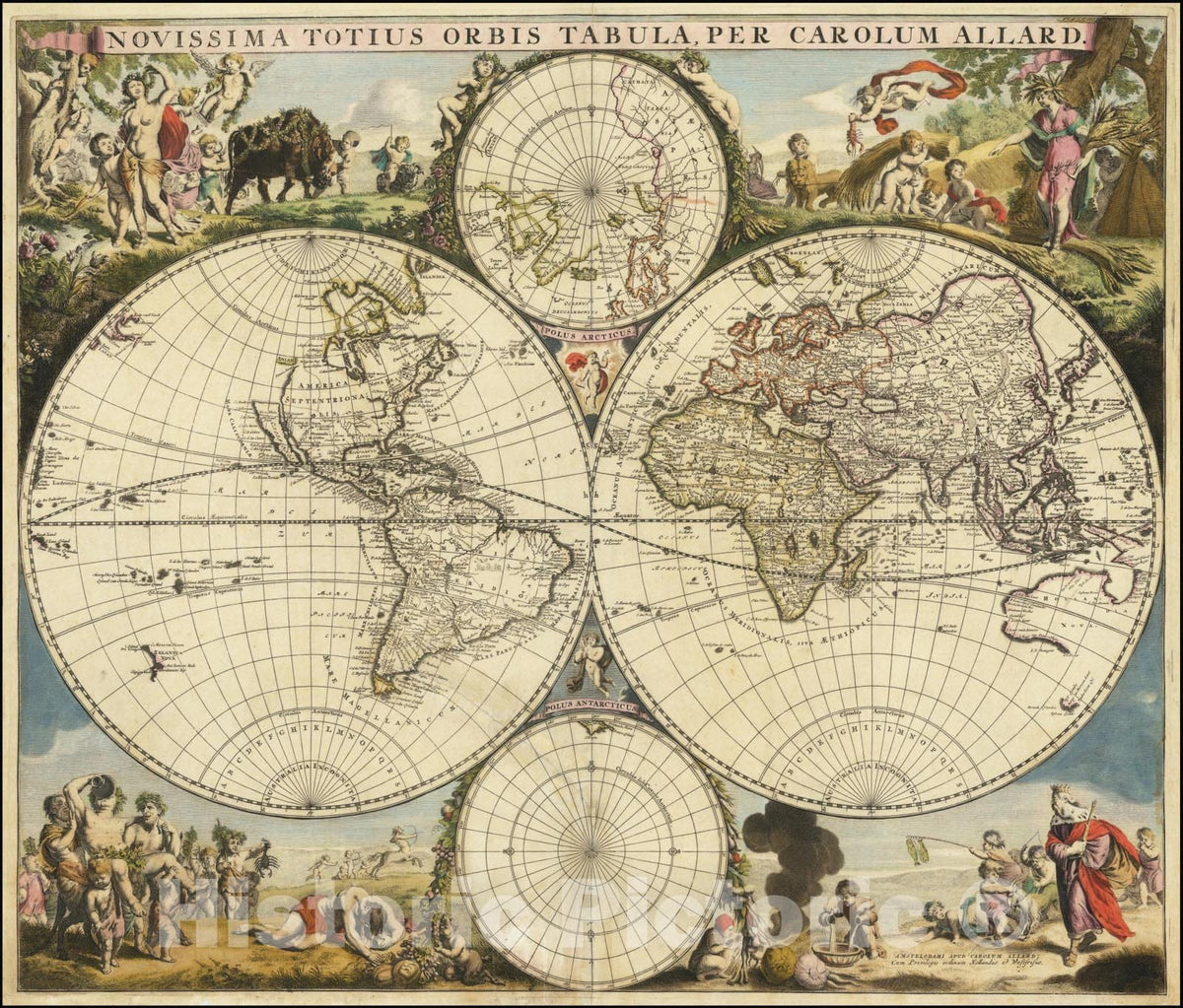 Historic Map : Novissima Totius Orbis Tabula, Per Carolum Allard, 1683, Vintage Wall Art