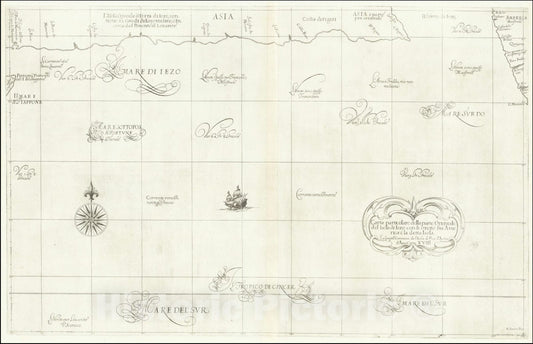 Historic Map : Carta particolare della parte Orientale del' Isola di Iezo con Il stretto fra America e la detta Isola,  1661, Vintage Wall Art