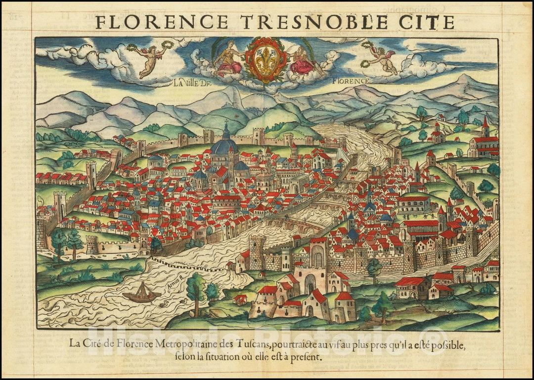 Historic Map : La Ville De Florence, 1575, Vintage Wall Art