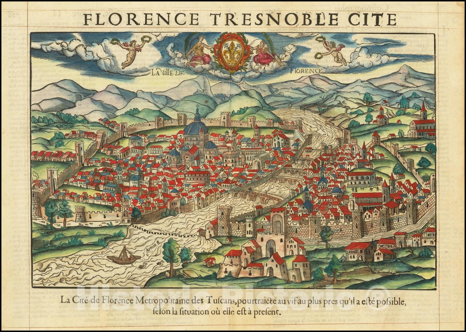 Historic Map : La Ville De Florence, 1575, Vintage Wall Art