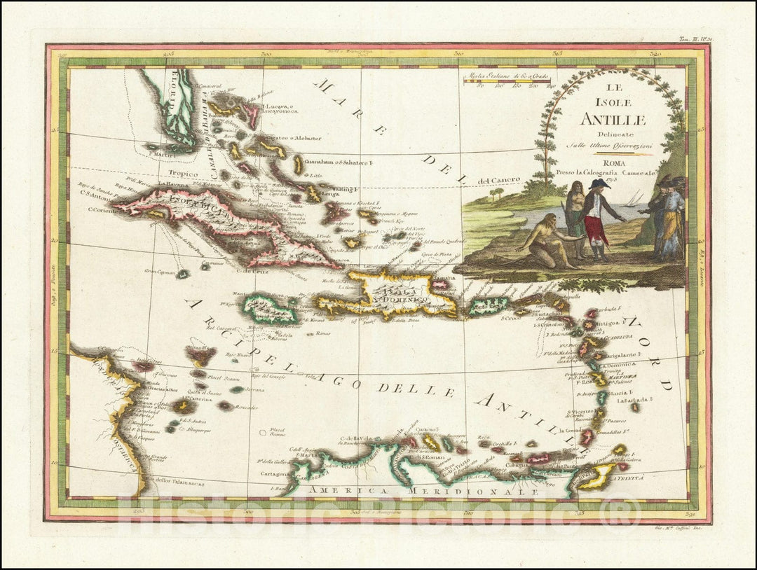 Historic Map : Le Isole Antille Delineate sulle ultime Osservazioni,1798, 1798, Vintage Wall Art