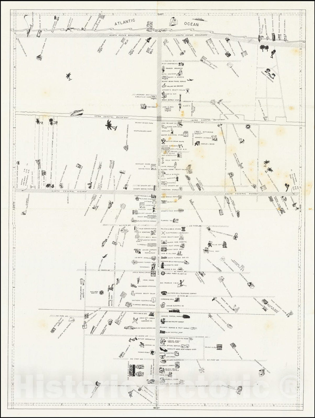 Historic Map : Delray Beach Florida,  1947, Vintage Wall Art