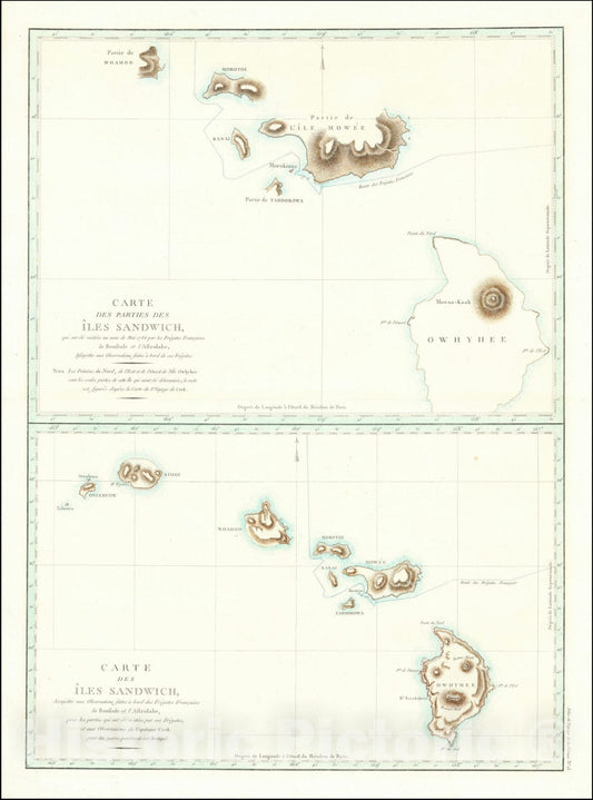 Historic Map : Carte Des Parties Des Iles Sandwich, 1786 , 1797, Vintage Wall Art
