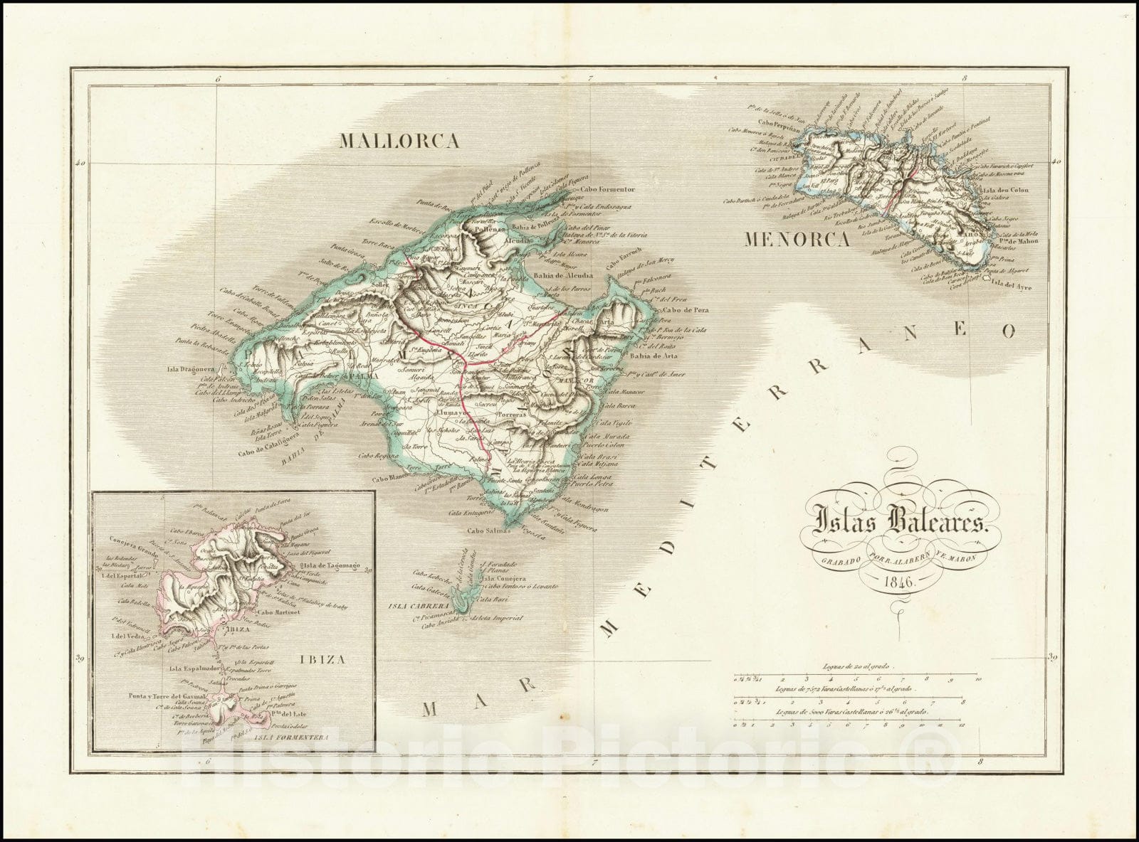 Historic Map : Islas Baleares, 1846, 1846, Vintage Wall Art