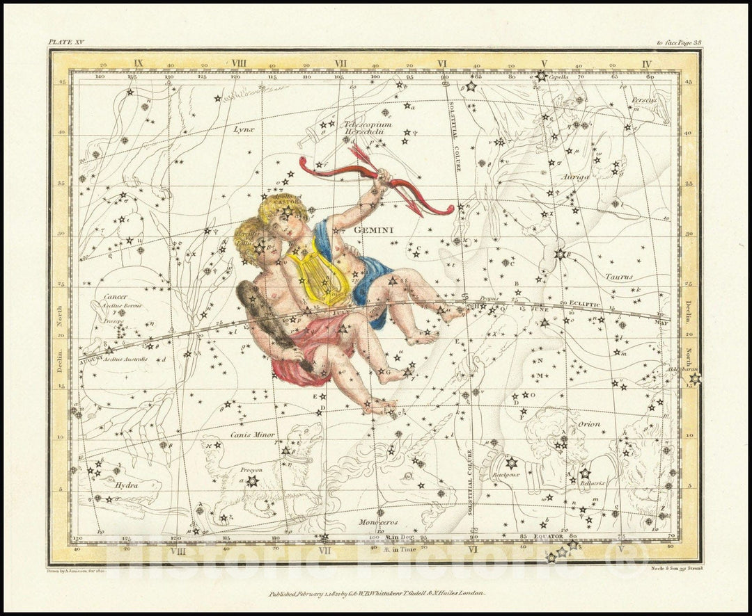 Historic Map : Gemini , 1822 v2, Vintage Wall Art