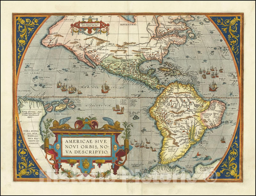 Historic Map : Americae Sive Novi Orbis Nova Descriptio, 1609, Vintage Wall Art