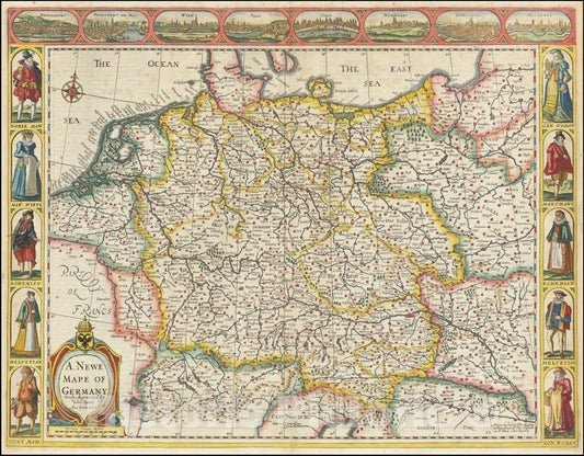 Historic Map : A Newe Mape of Germany Newly Augmented by Iohn Speed Ano Dom: 1626, 1676, Vintage Wall Art