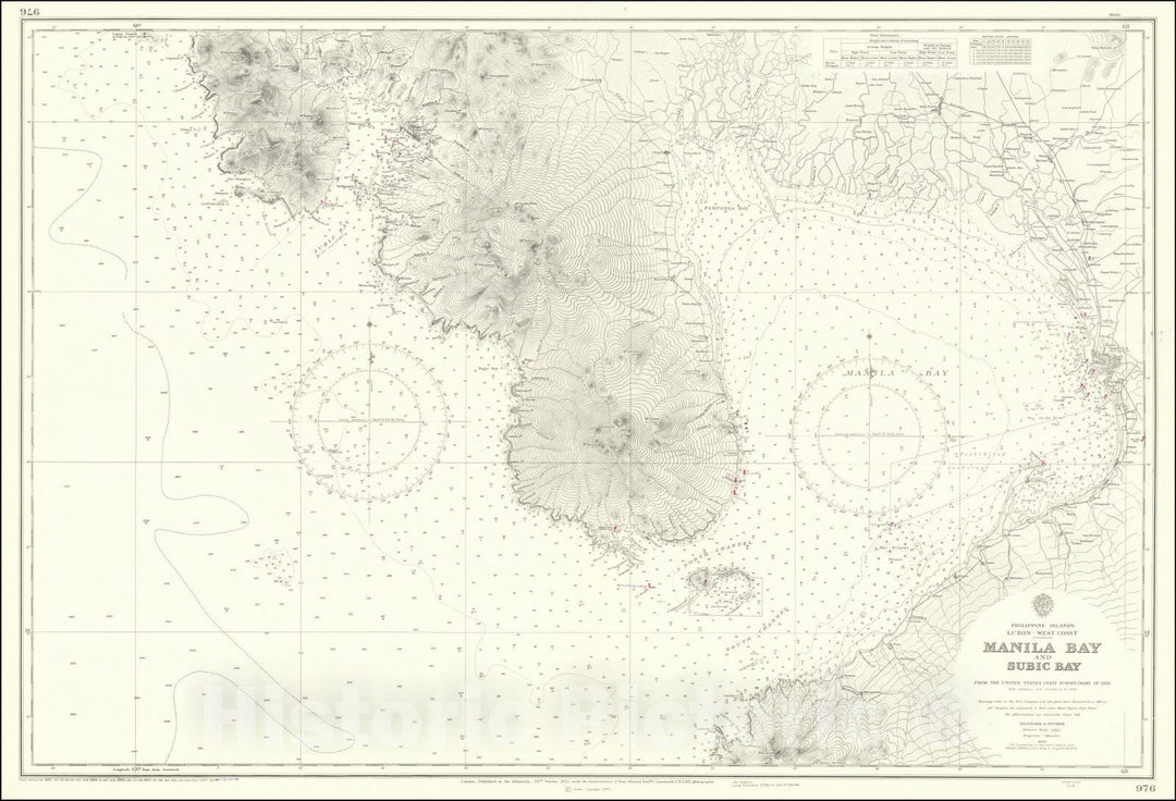 Historic Map : Manila Bay and Subic Bay, 1960 (1965), Vintage Wall Art