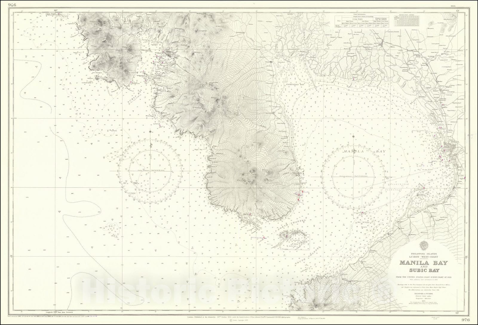Historic Map : Manila Bay and Subic Bay, 1960 (1965), Vintage Wall Art