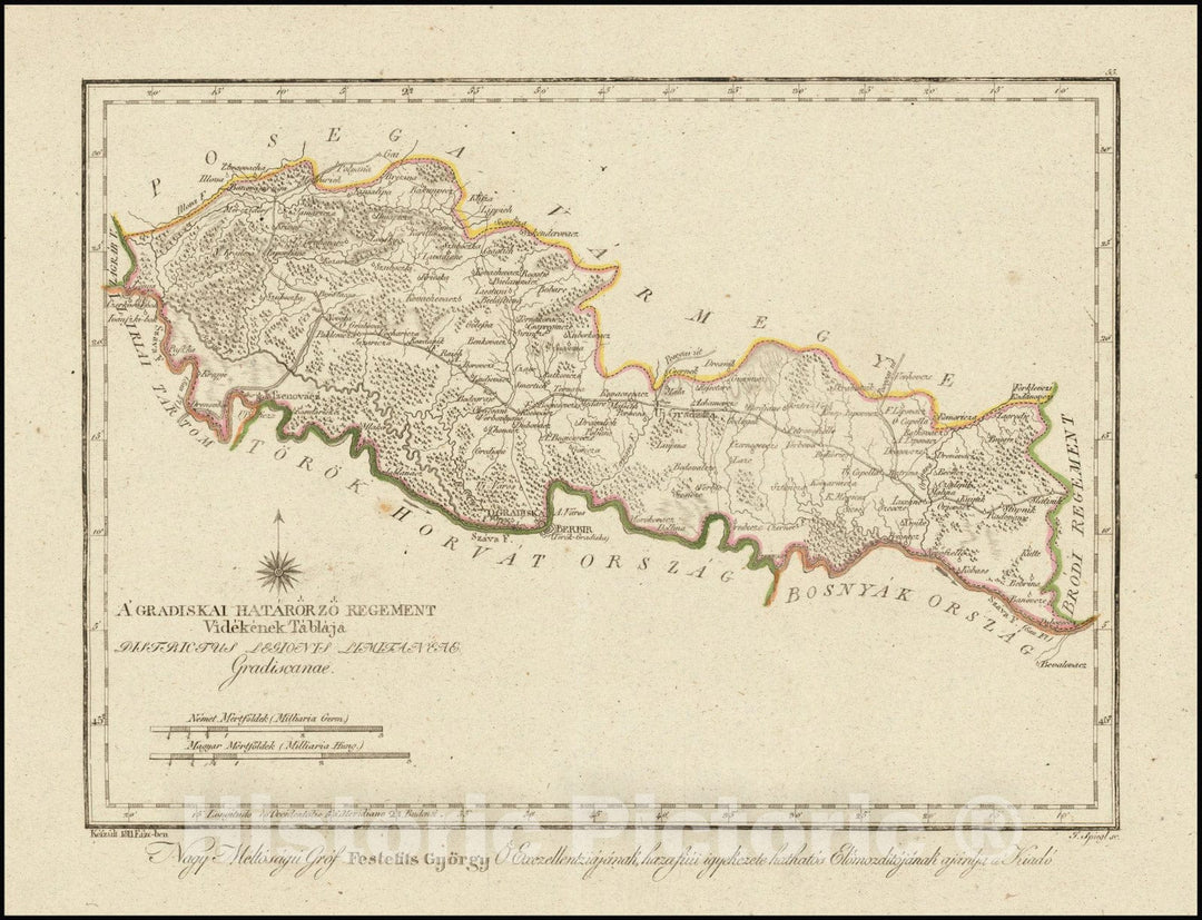 Historic Map : A' Gradiskai Hatarorzo Regement Videkenek Tablaj Districtus Legionis Limitaneaes Gradiscanae, 1802, Vintage Wall Art