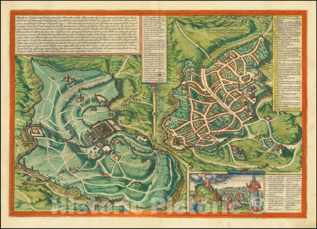 Historic Map : Hierosolyma, Clarissima Totius Orientis Civitas Iudaee Metropolis,  1572, Vintage Wall Art