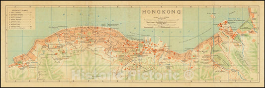 Historic Map : Hong Kong, 1924, Vintage Wall Art